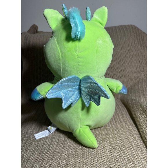 Green Dragon Plush Toy By Animal Adventure 2022 Soft Metallic Wings & Hooves - Picture 3 of 8